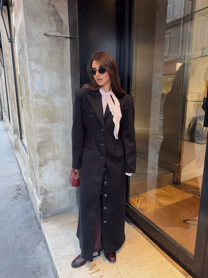 TAILORED LONGLINE COAT - BLACK