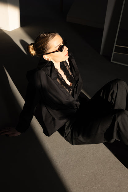 THE LAYERED LACE SHIRT – Black