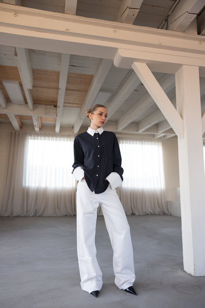 THE CONTRAST PINSTRIPE SHIRT