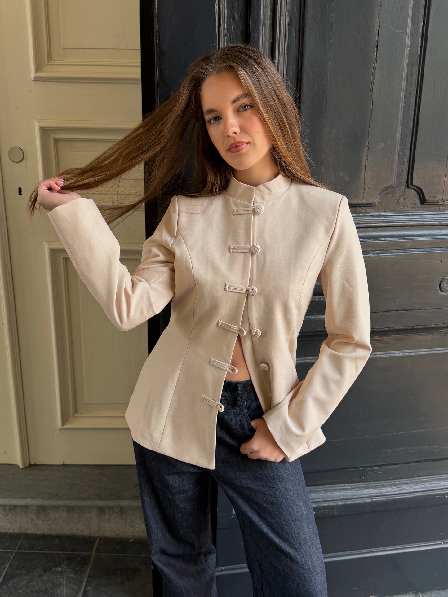 The Mandarin Blazer - soft cream