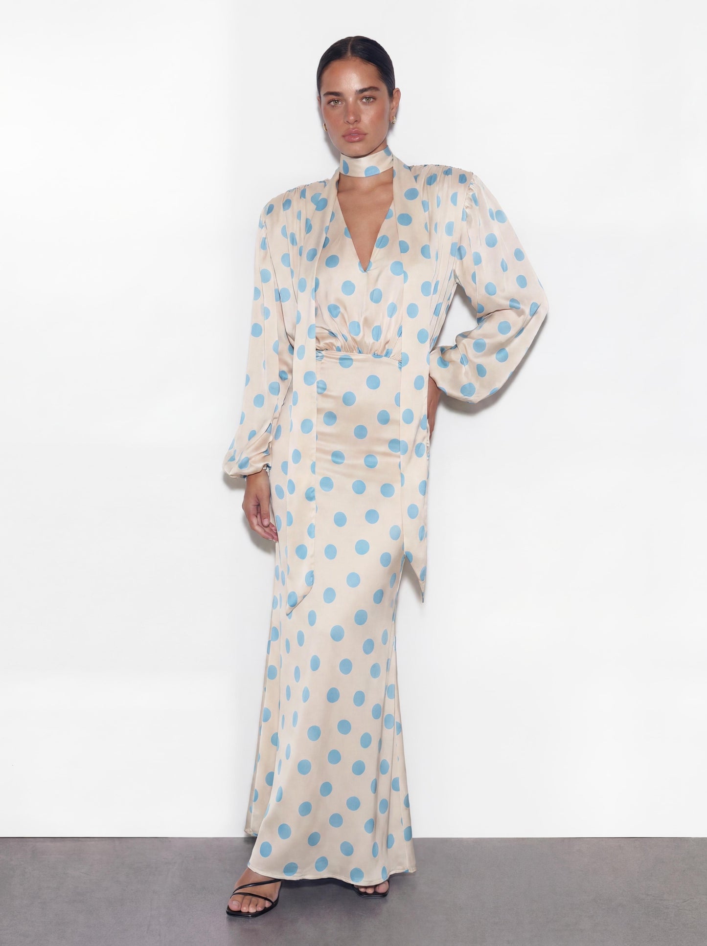 The Polka Maxi Dress - Baby blue