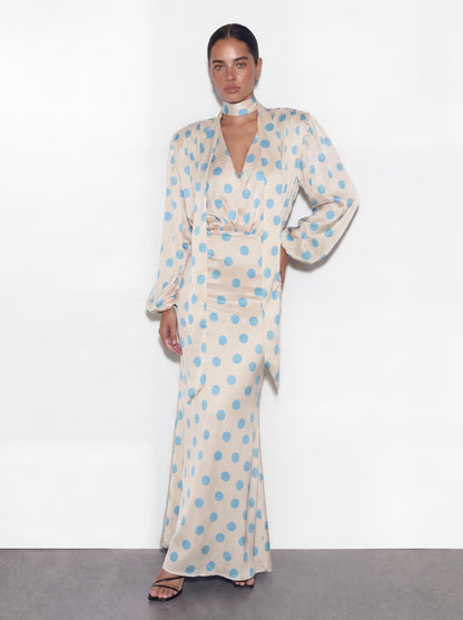 The Polka Maxi Dress - Baby blue
