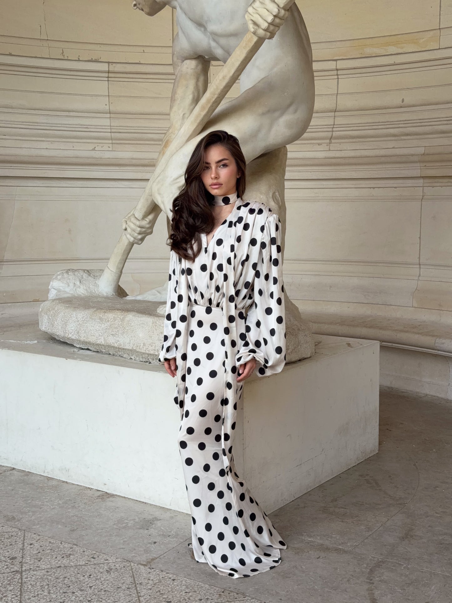 The Polka Maxi Dress - Ecru