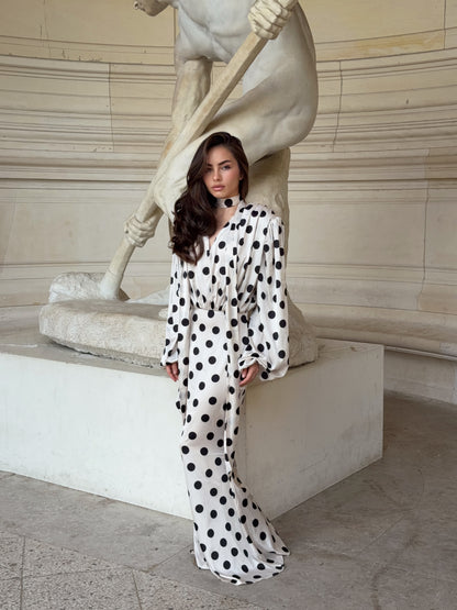 The Polka Maxi Dress - Ecru