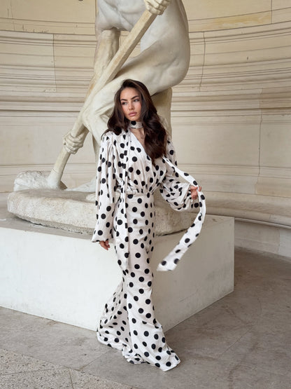 The Polka Maxi Dress - Ecru