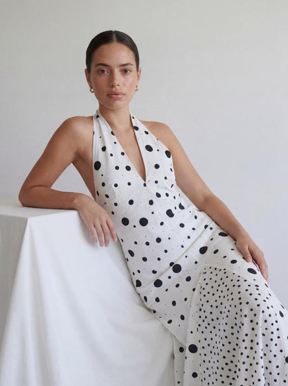 Halter Polka Maxi Dress