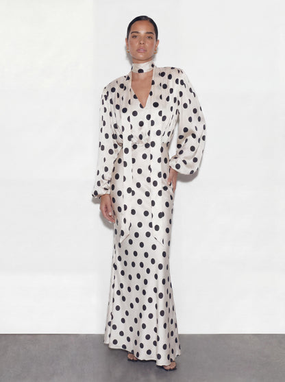 The Polka Maxi Dress - Ecru