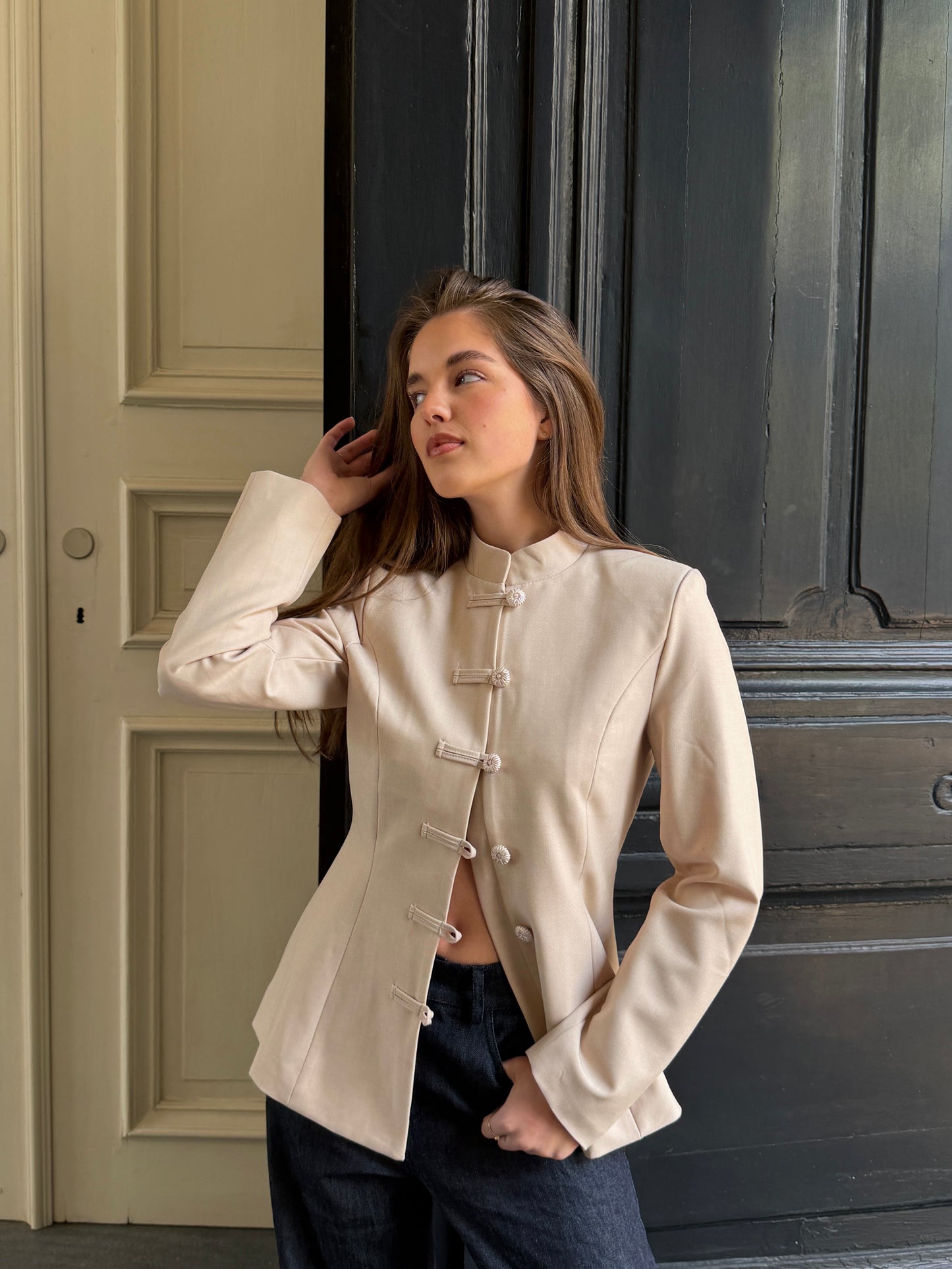 The Mandarin Blazer - soft cream