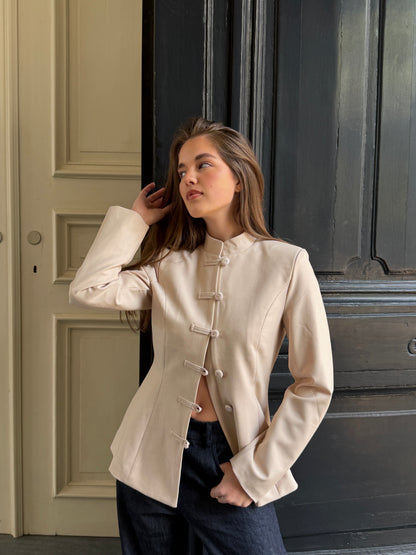 The Mandarin Blazer - soft cream