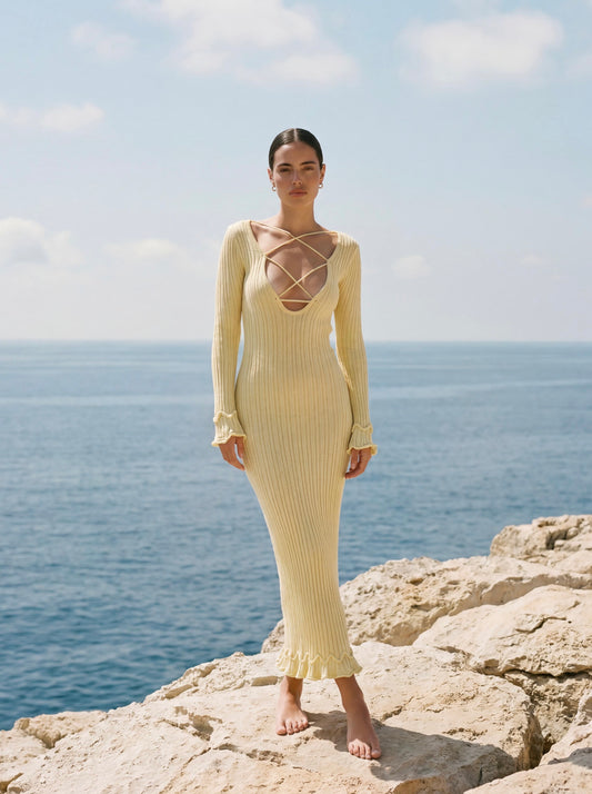 The Soleil Knit Dress - Yellow
