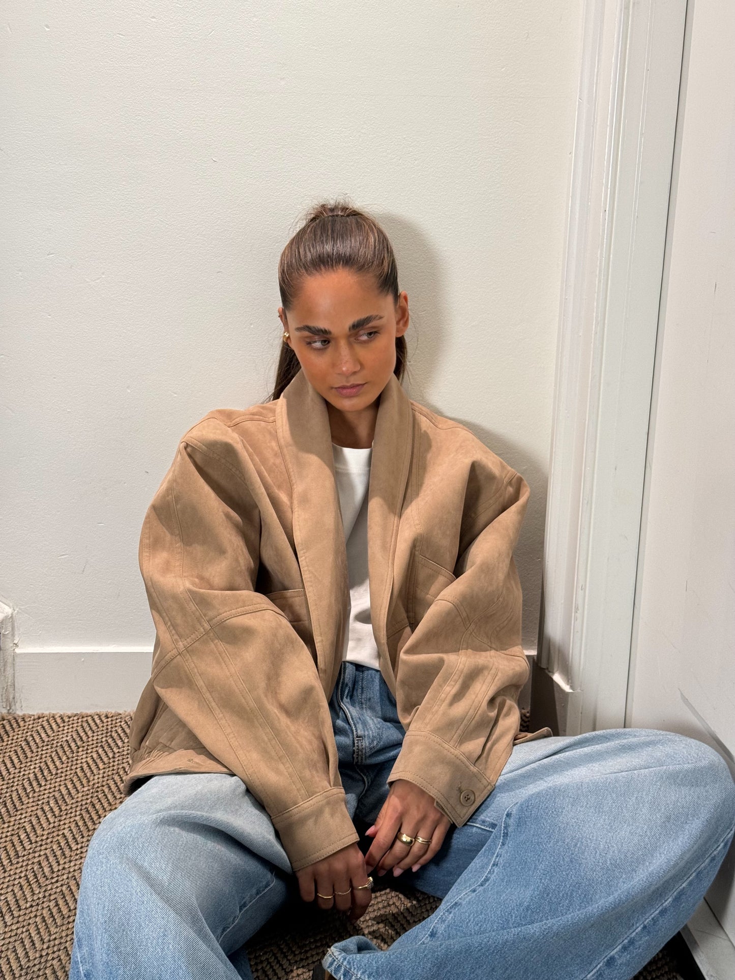 SUEDE BOMBERJACKET - SAND