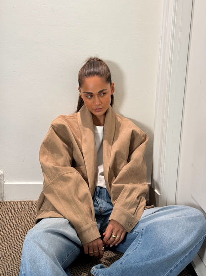 SUEDE BOMBERJACKET - SAND