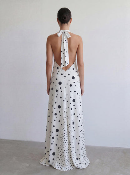 Halter Polka Maxi Dress