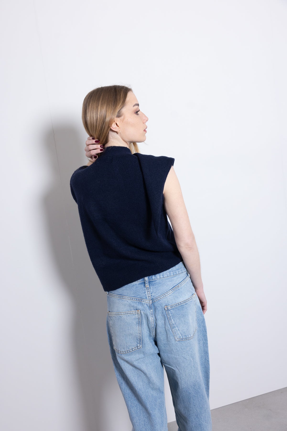 THE SCARF DETAIL VEST – Navy