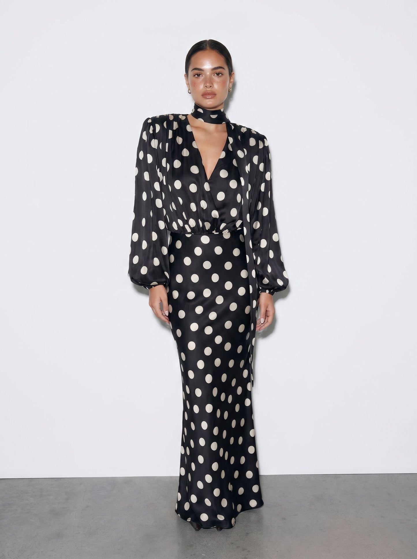 The Polka Maxi Dress - Noir