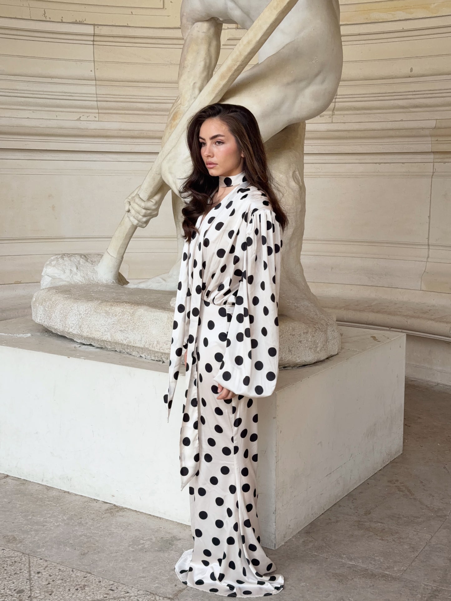 The Polka Maxi Dress - Ecru
