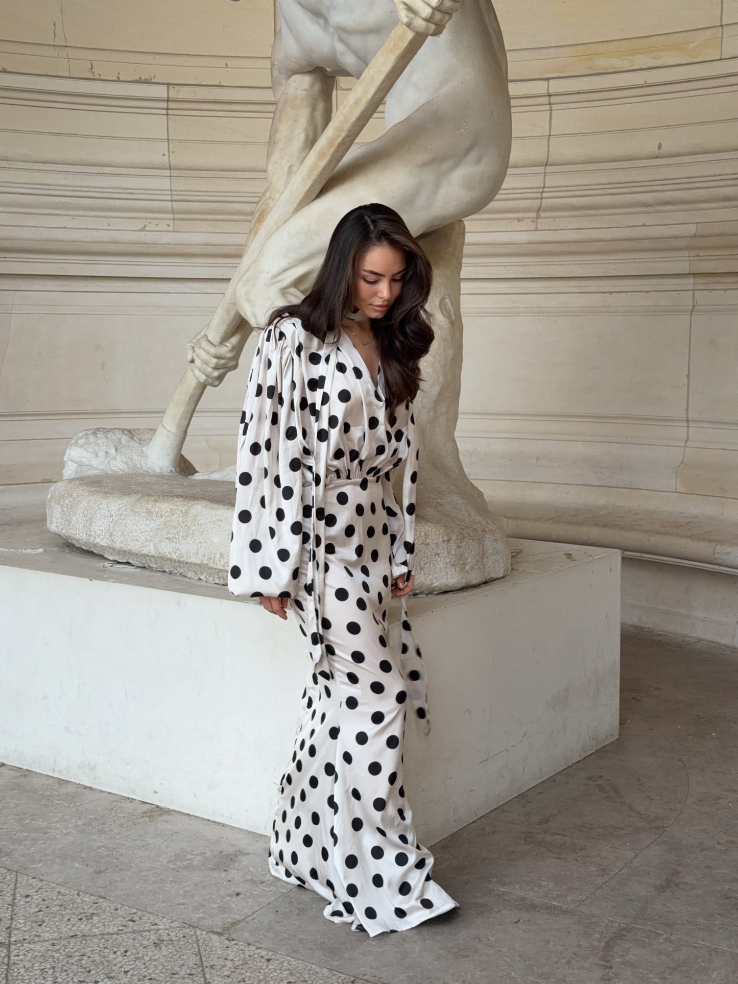 The Polka Maxi Dress - Ecru