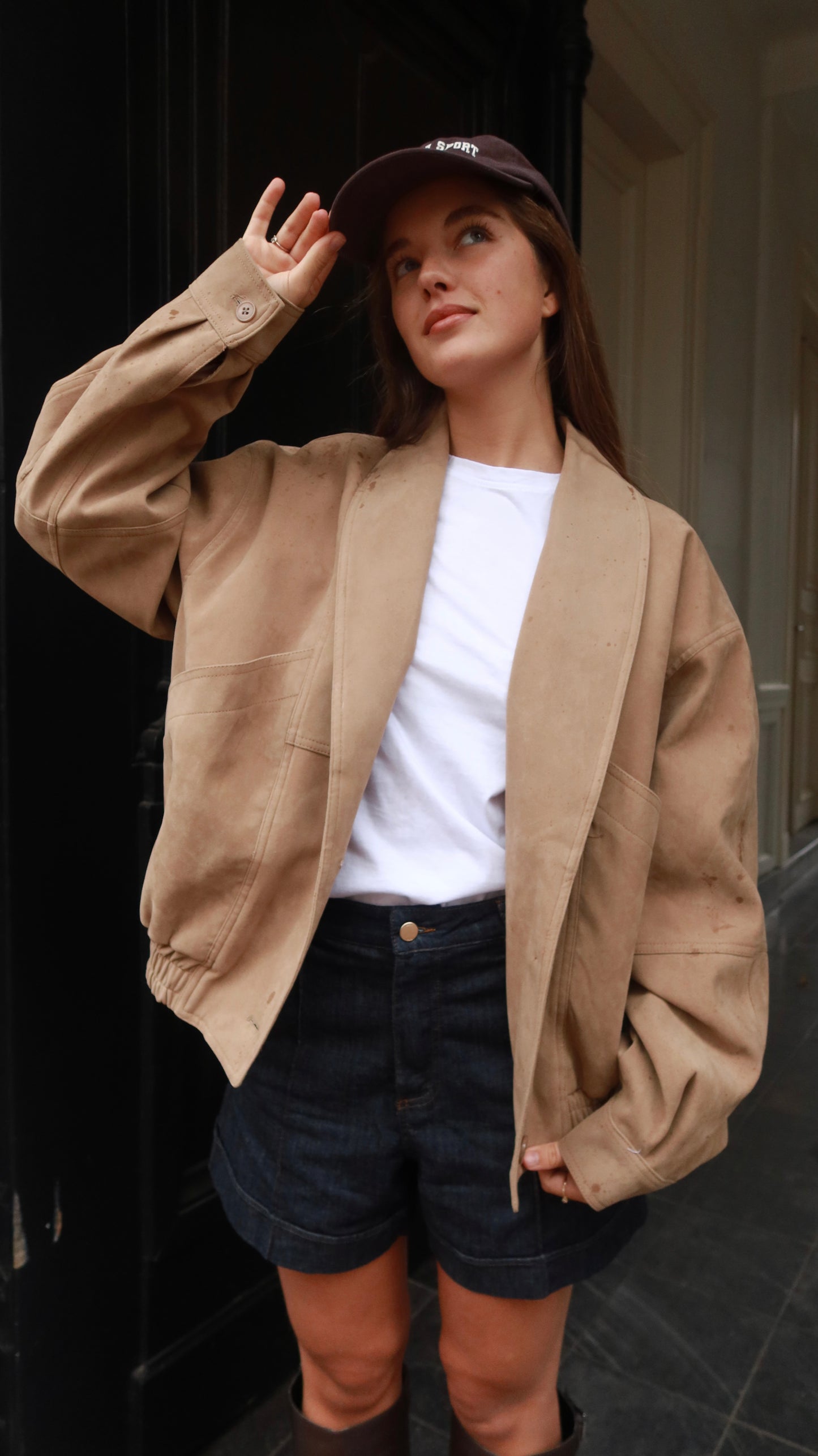 SUEDE BOMBERJACKET - SAND