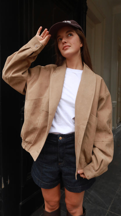 SUEDE BOMBERJACKET - SAND