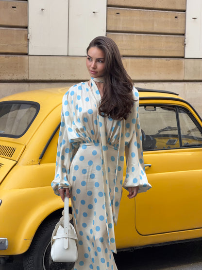 The Polka Maxi Dress - Baby blue