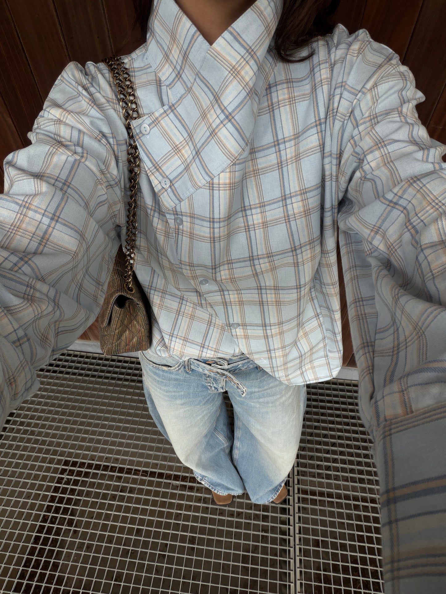 Button Plaid Shirt – Baby Blue
