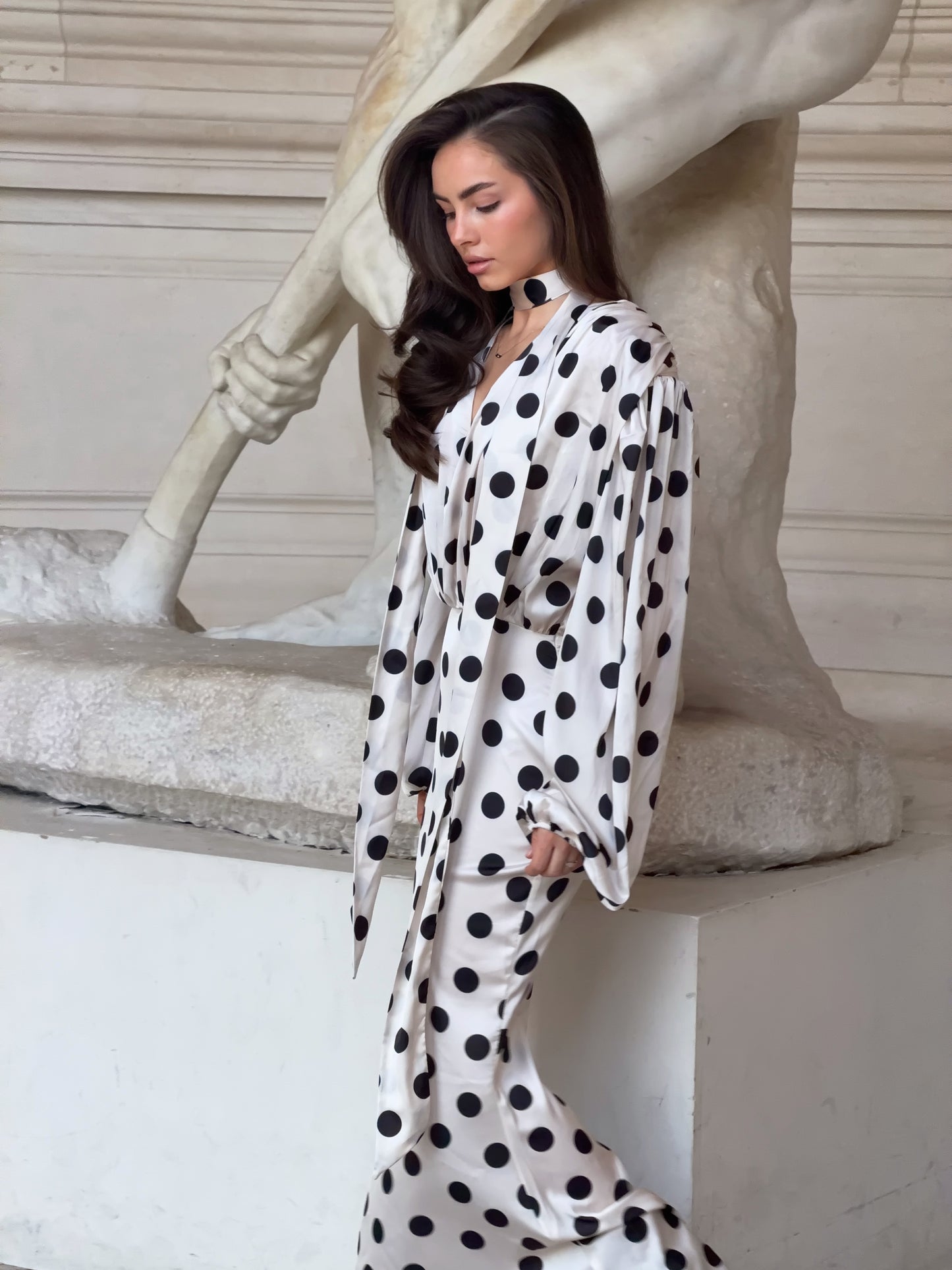 The Polka Maxi Dress - Ecru