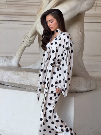 The Polka Maxi Dress - Ecru