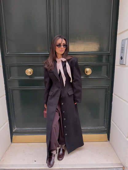 TAILORED LONGLINE COAT - BLACK