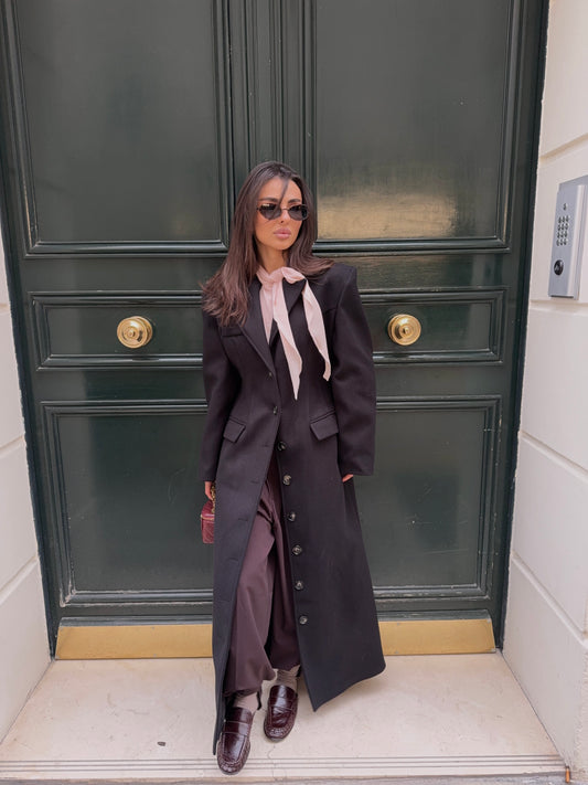TAILORED LONGLINE COAT - BLACK