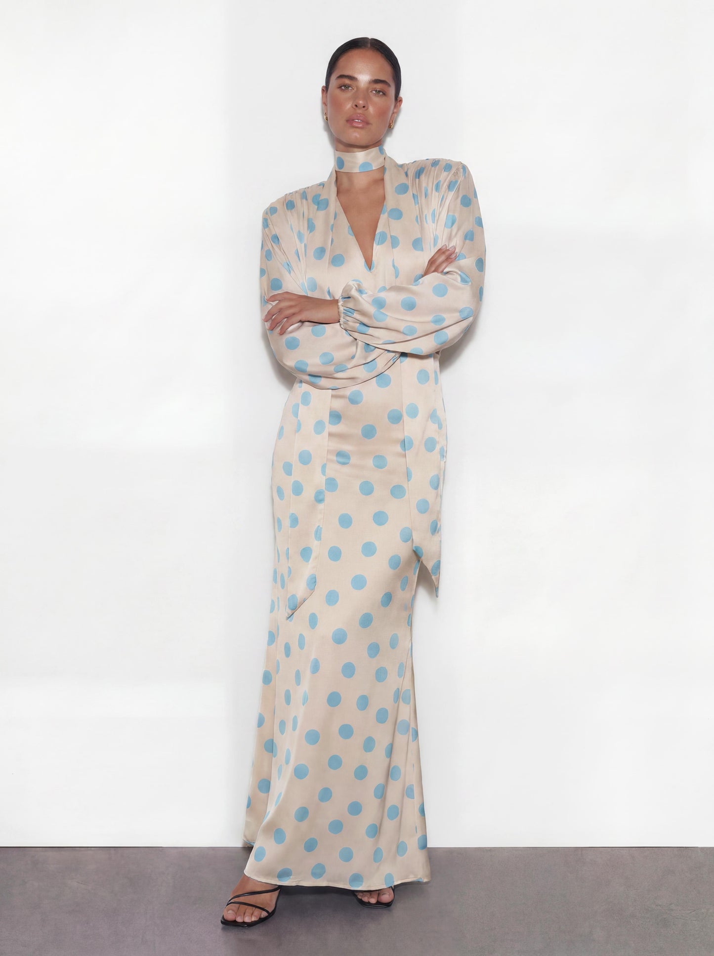 The Polka Maxi Dress - Baby blue