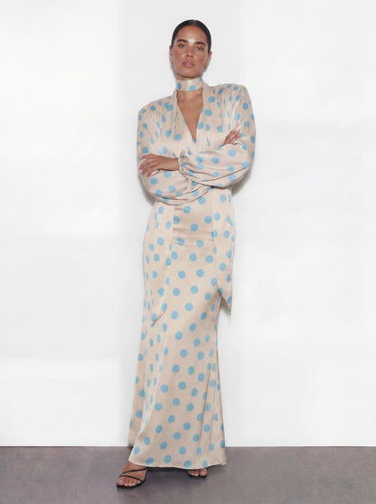 The Polka Maxi Dress - Baby blue