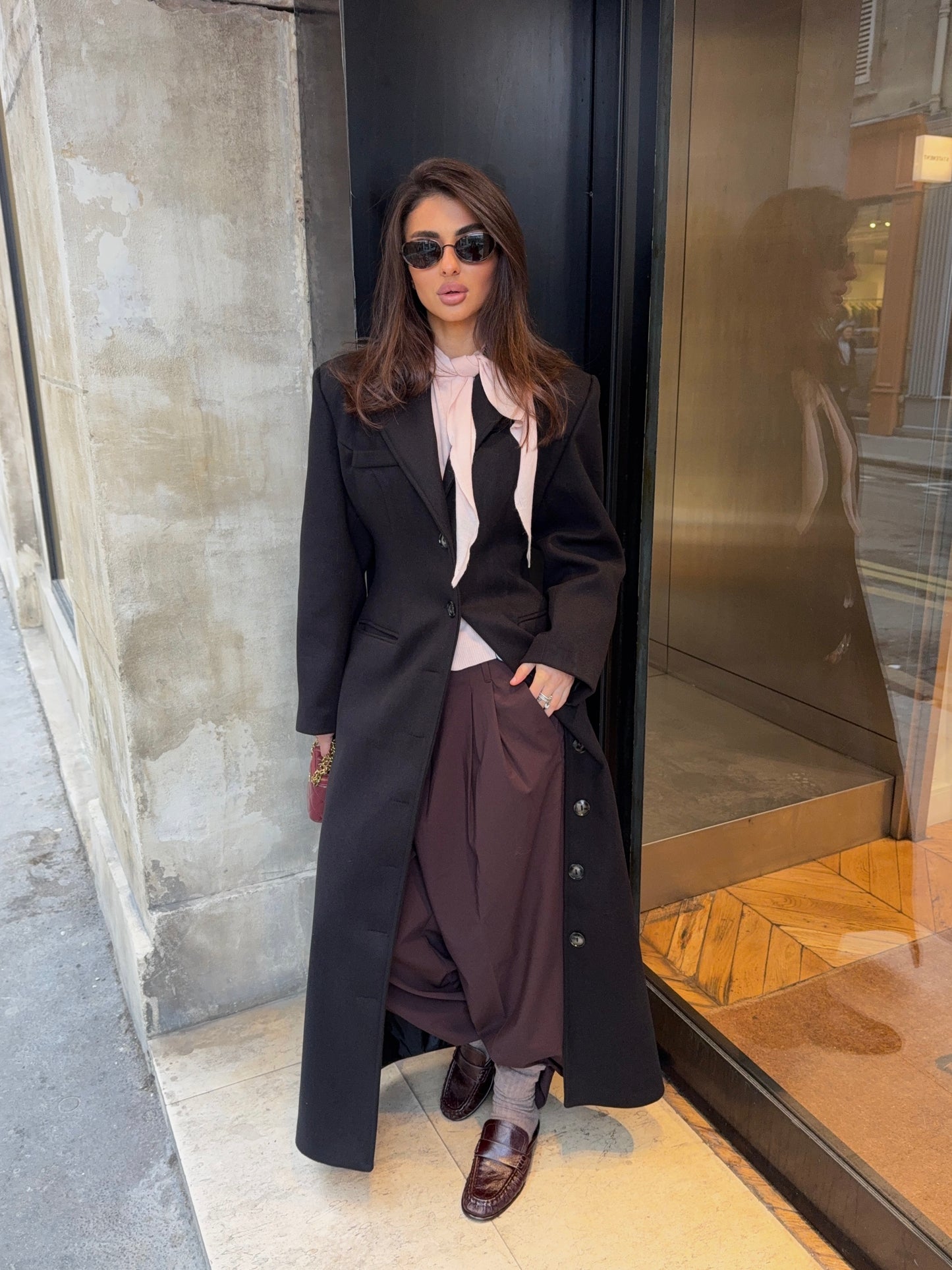 TAILORED LONGLINE COAT - BLACK