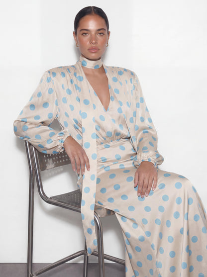 The Polka Maxi Dress - Baby blue