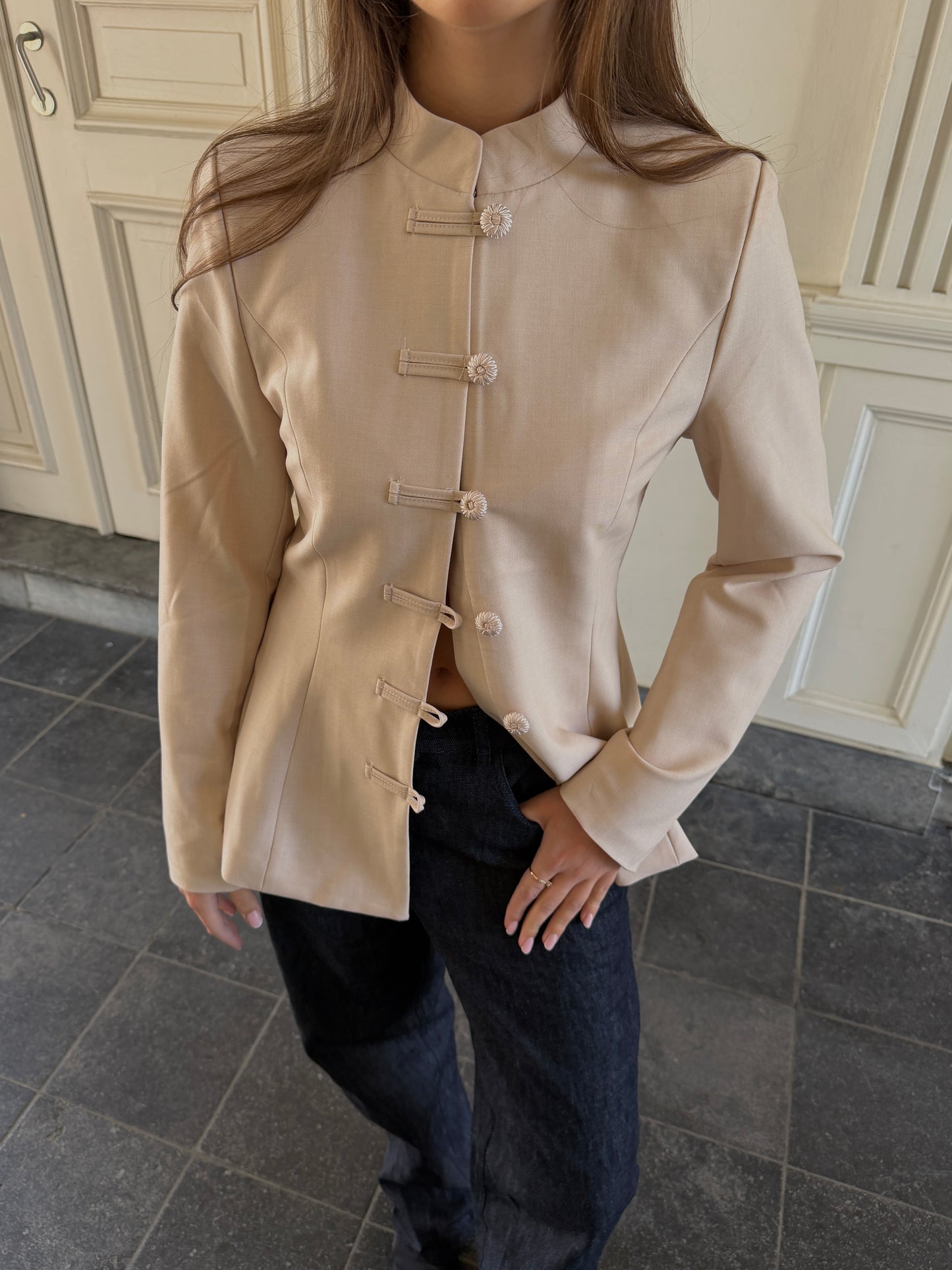 The Mandarin Blazer - soft cream