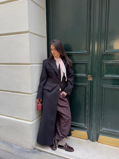 TAILORED LONGLINE COAT - BLACK