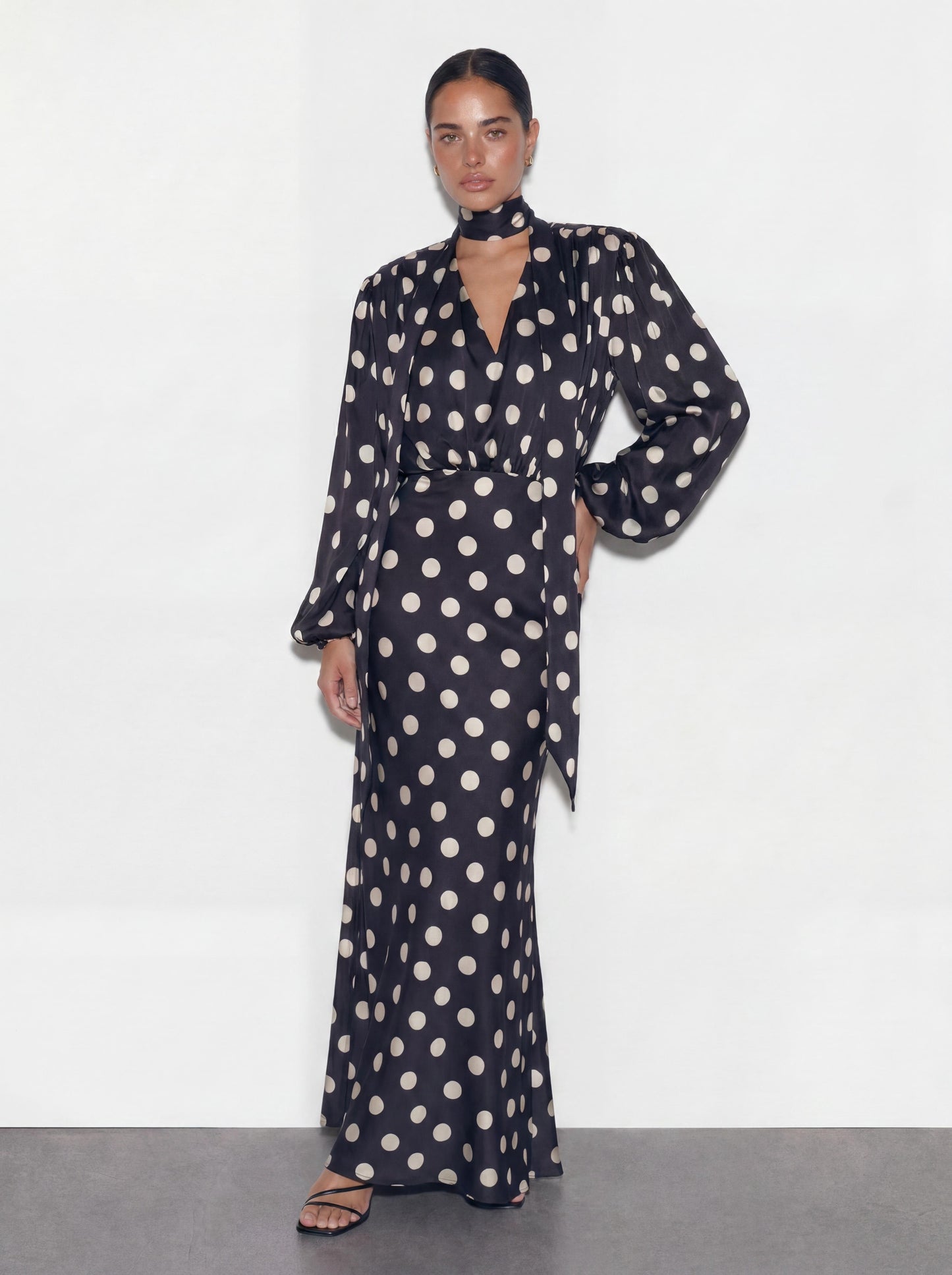 The Polka Maxi Dress - Noir