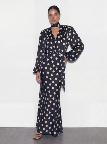 The Polka Maxi Dress - Noir