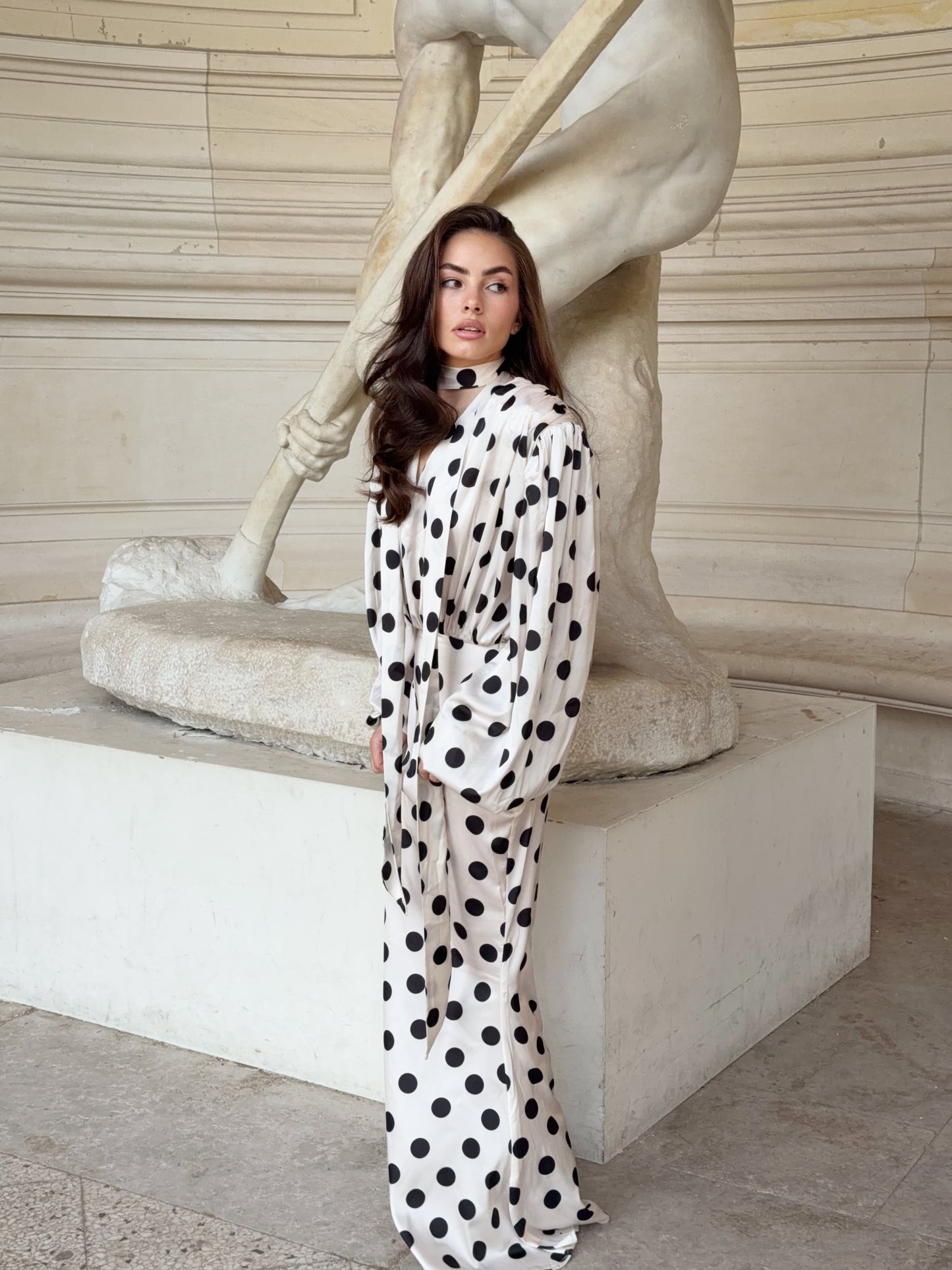 The Polka Maxi Dress - Ecru