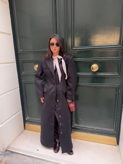 TAILORED LONGLINE COAT - BLACK