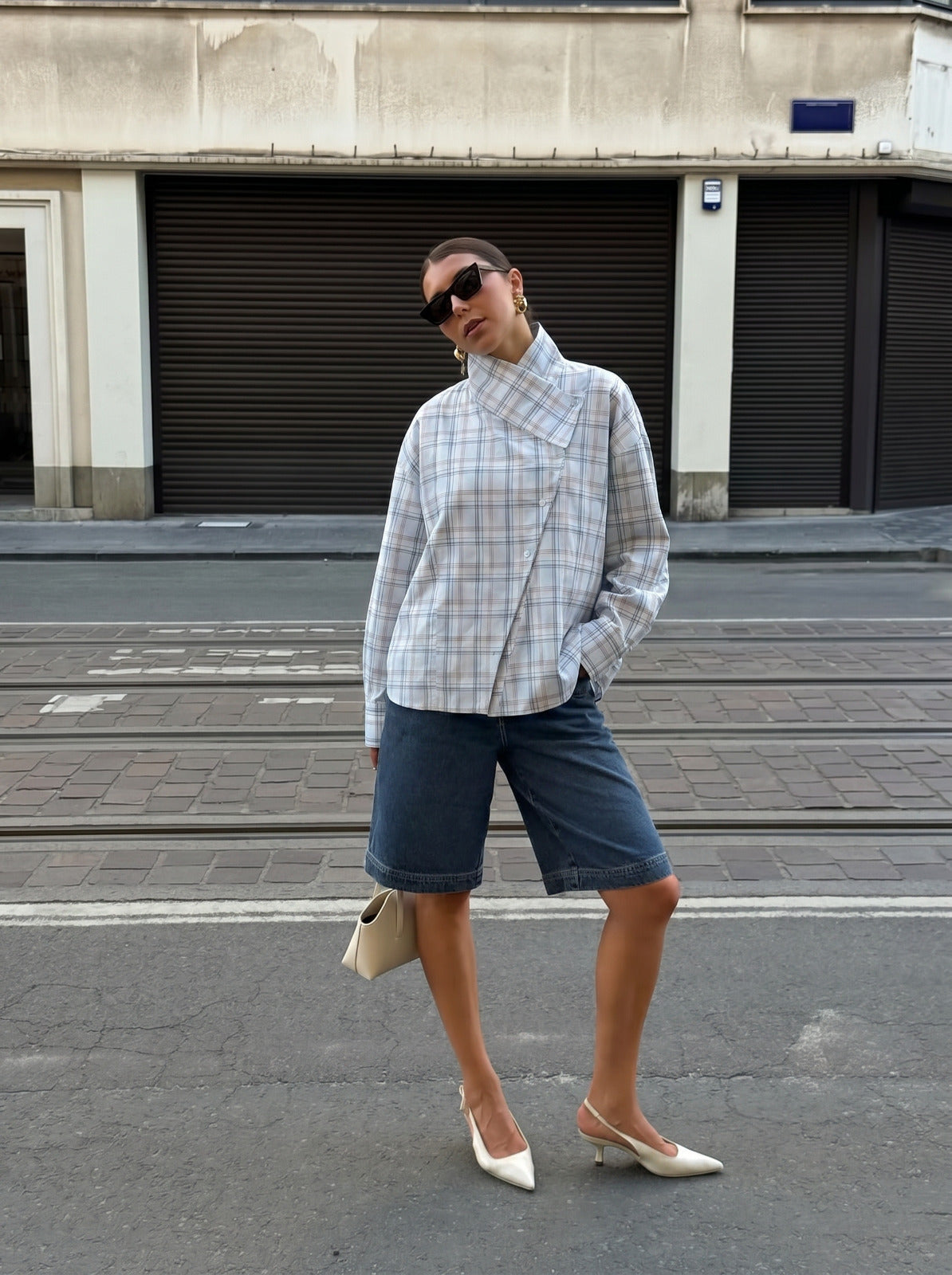 Button Plaid Shirt – Baby Blue