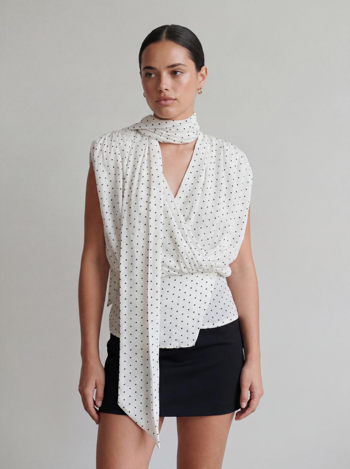 Polka Scarf Blouse