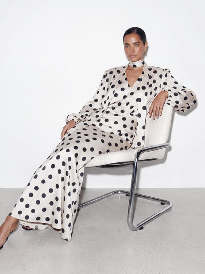 The Polka Maxi Dress - Ecru