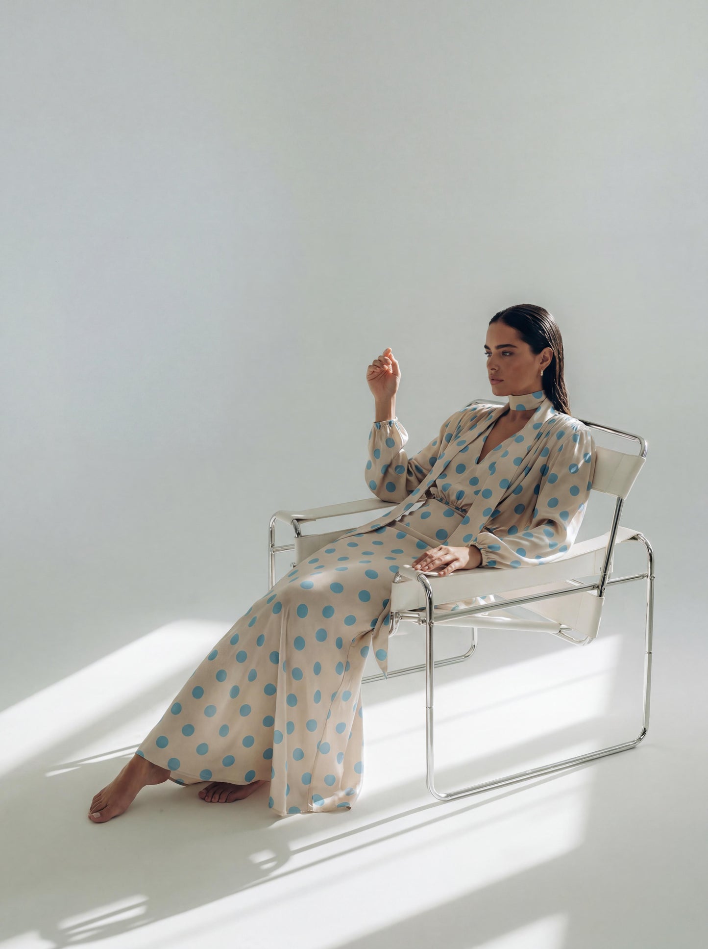 The Polka Maxi Dress - Baby blue