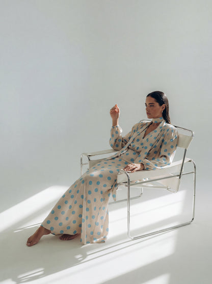 The Polka Maxi Dress - Baby blue
