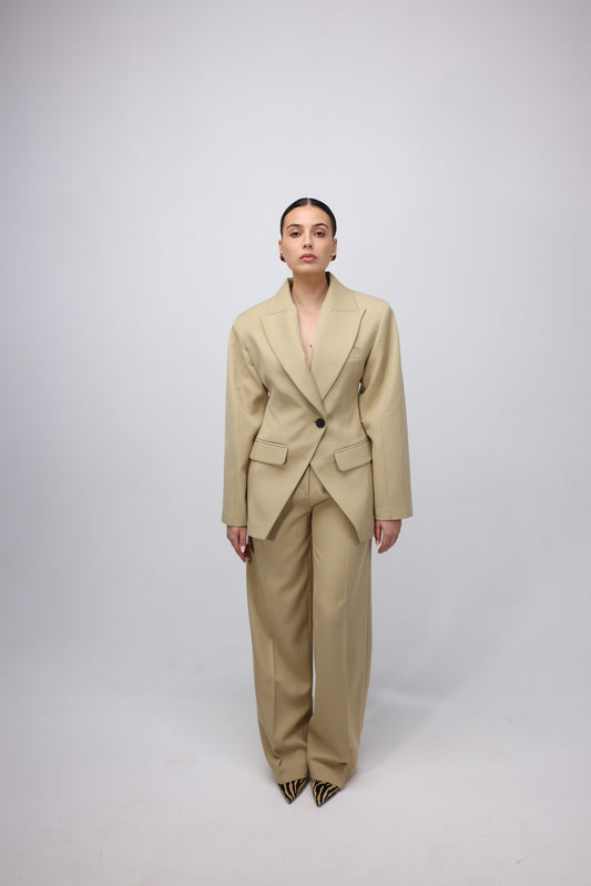 SAND PEPLUM WAIST BLAZER