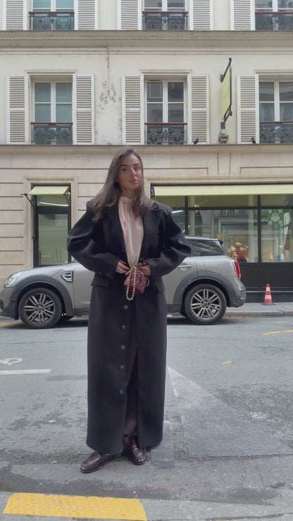 TAILORED LONGLINE COAT - BLACK